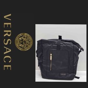 NEW Versace Nylon Rider Backpack Travel Bag Unisex